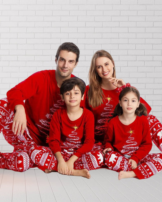 Jul familj pyjamas med julgran Tryck