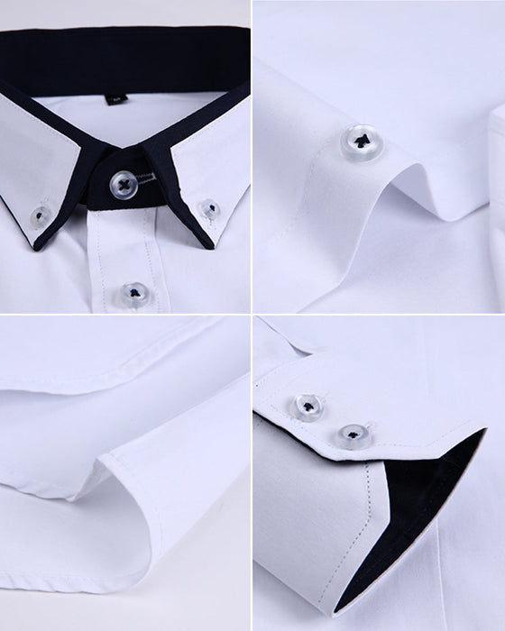 Lapelskjorta med enfärgad