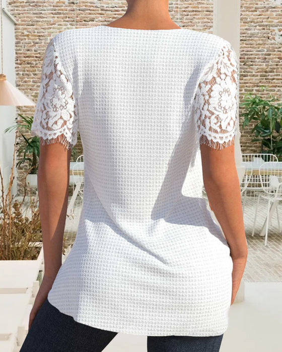 Kortärmad spets T-shirt