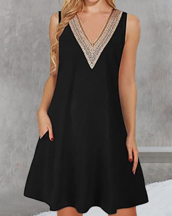 Ärmlös V-ringad fritidsklänning