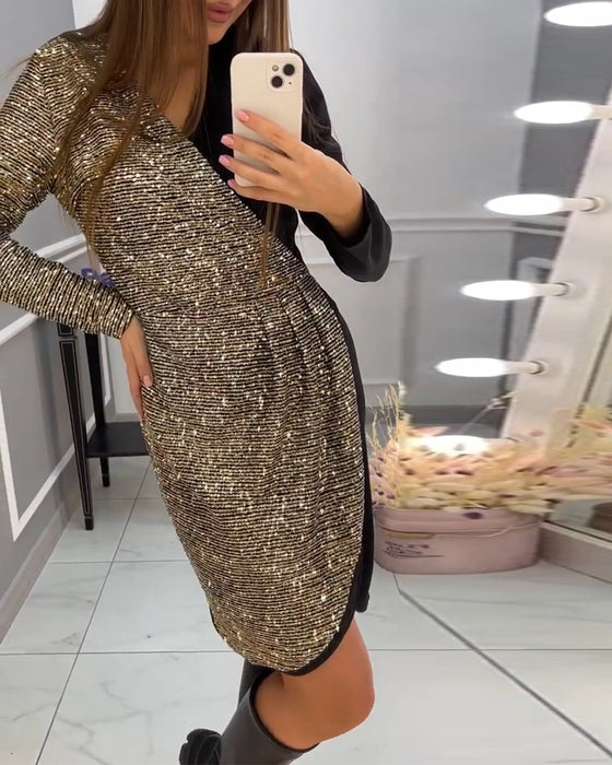 Klänning med dubbla patchwork och paljetter