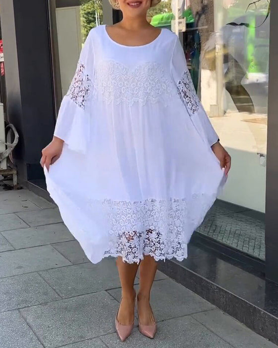 Spetsklänning med rund hals