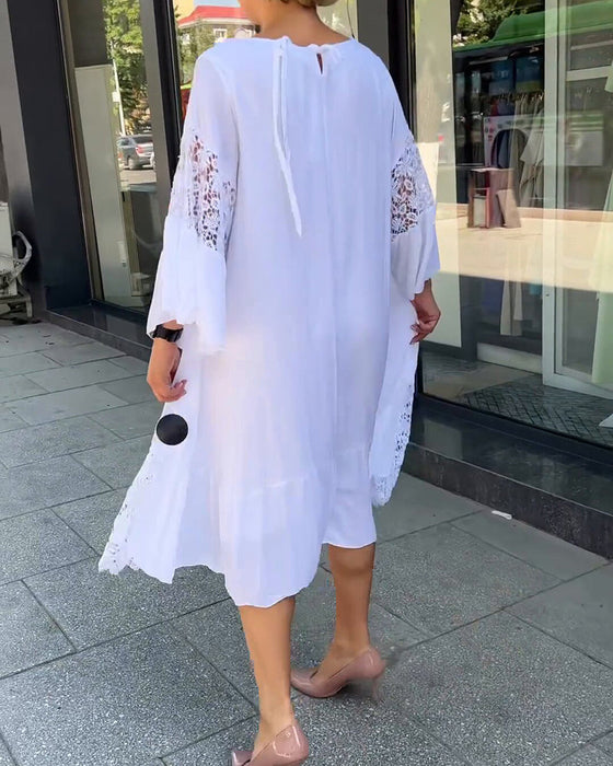 Spetsklänning med rund hals