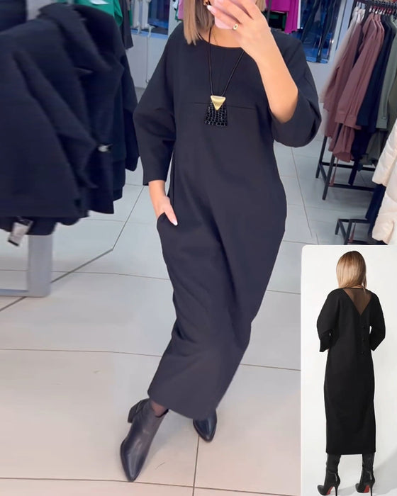 Klänning med långa ärmar och fickor