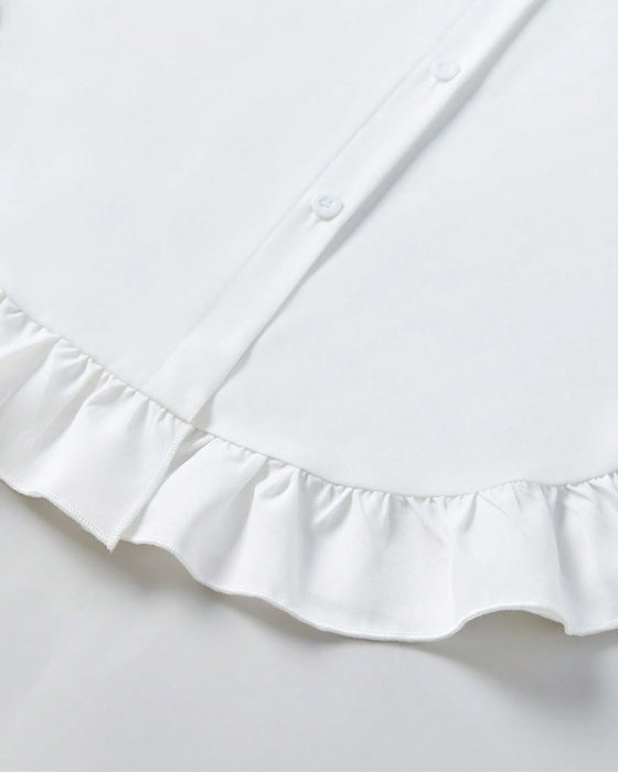 Lapel volang enfärgad skjorta