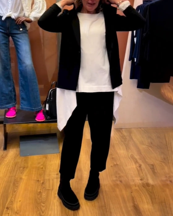 Rund halsringning Enfärgad topp