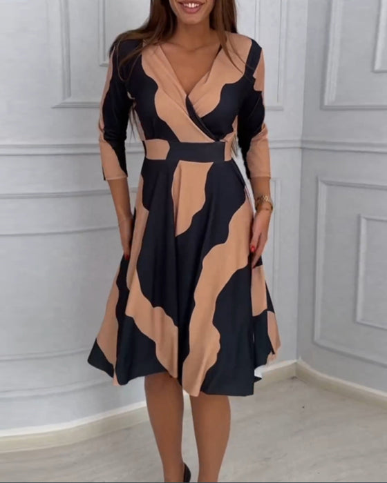 Vintage A-linje klänning med tryck