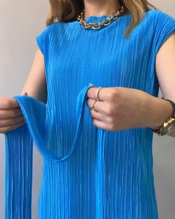 Ärmlös långklänning med textur