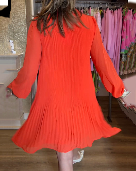 Kvinnors solid patchwork-veckad klänning