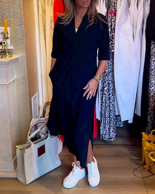 Fickklänning med v-ringning