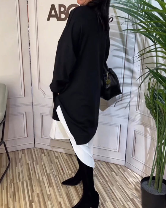 Runda nacke lapptäckklänning