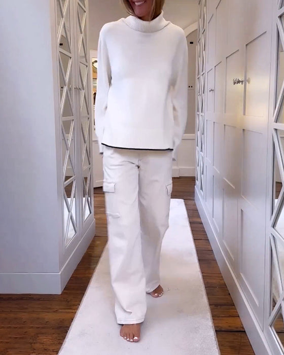 Pullover med hög nacke och långärmad