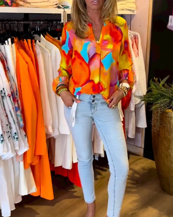 Skjortor med långa ärmar och färgglad avslappnad stil