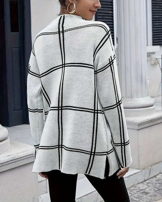 Randig tröja med delad krage