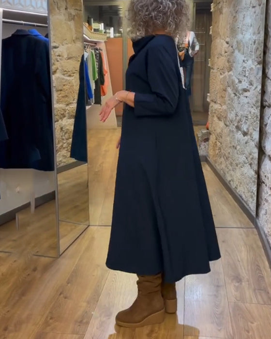 Enfärgad Avslappnad klänning med fickor