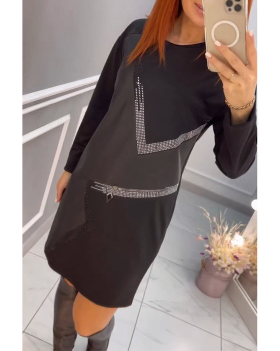 Klänning med konstnärlig touch och färgblockering