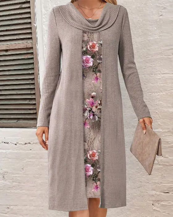 Patchworkklänning med blommönster