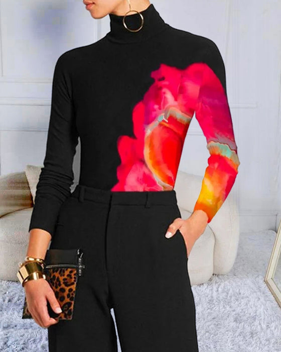 Skinny T-shirt med hög hals