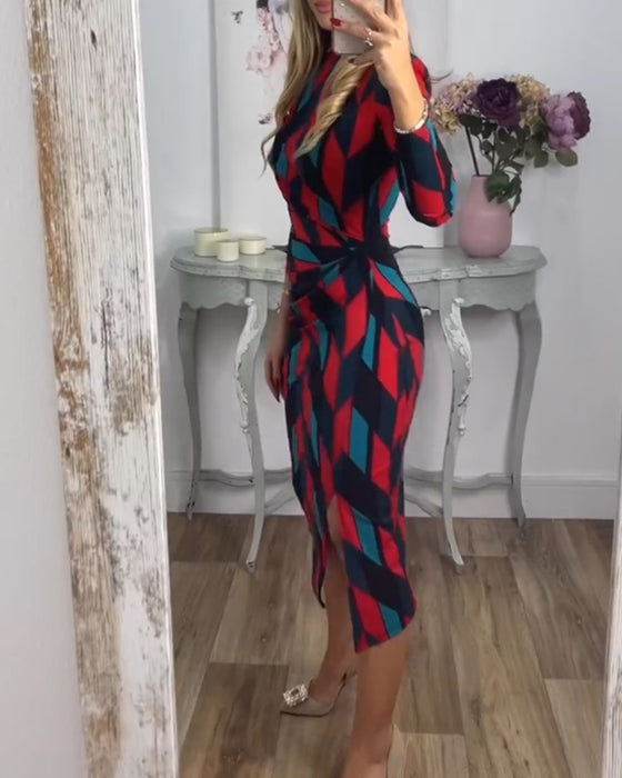 Slitsklänning med diamantmönster