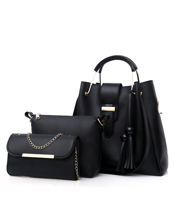 Handväska för dam axelväska 3 delar set