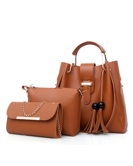 Handväska för dam axelväska 3 delar set